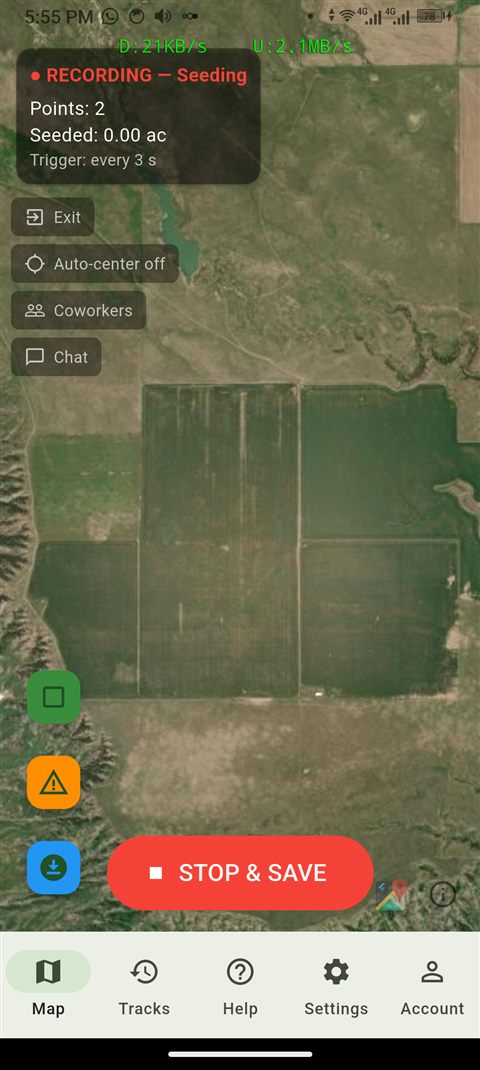 Recording a pass on the live map